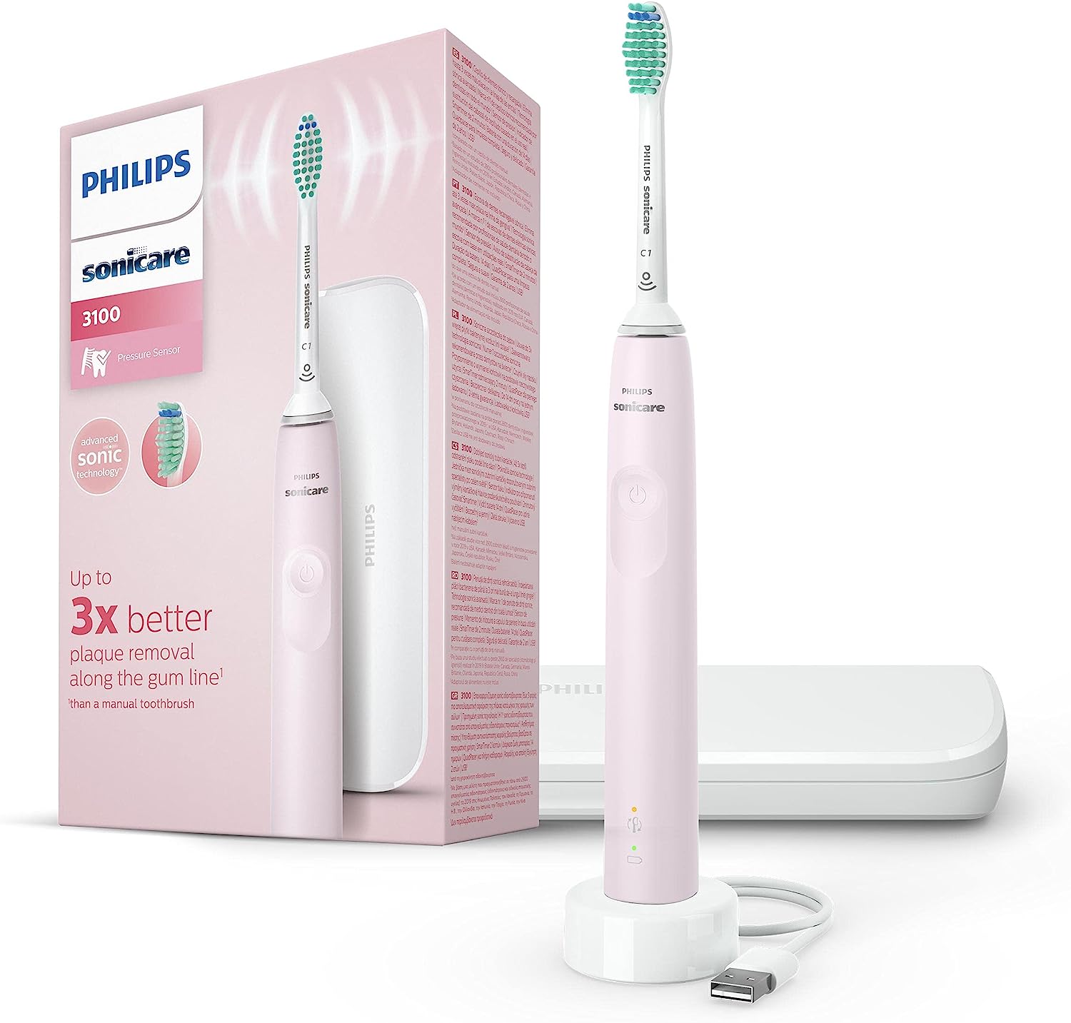 Sonicare 3100 series Sonisk eltandborste + resefodral - Rosa