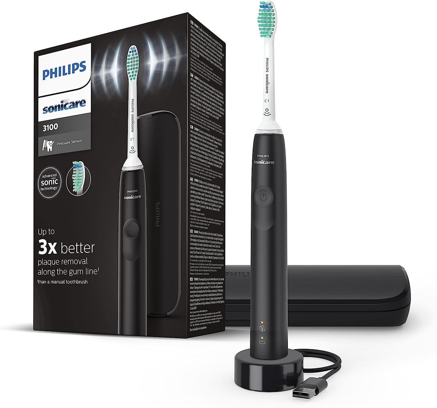 Sonicare 3100 series Sonisk eltandborste + resefodral - Svart