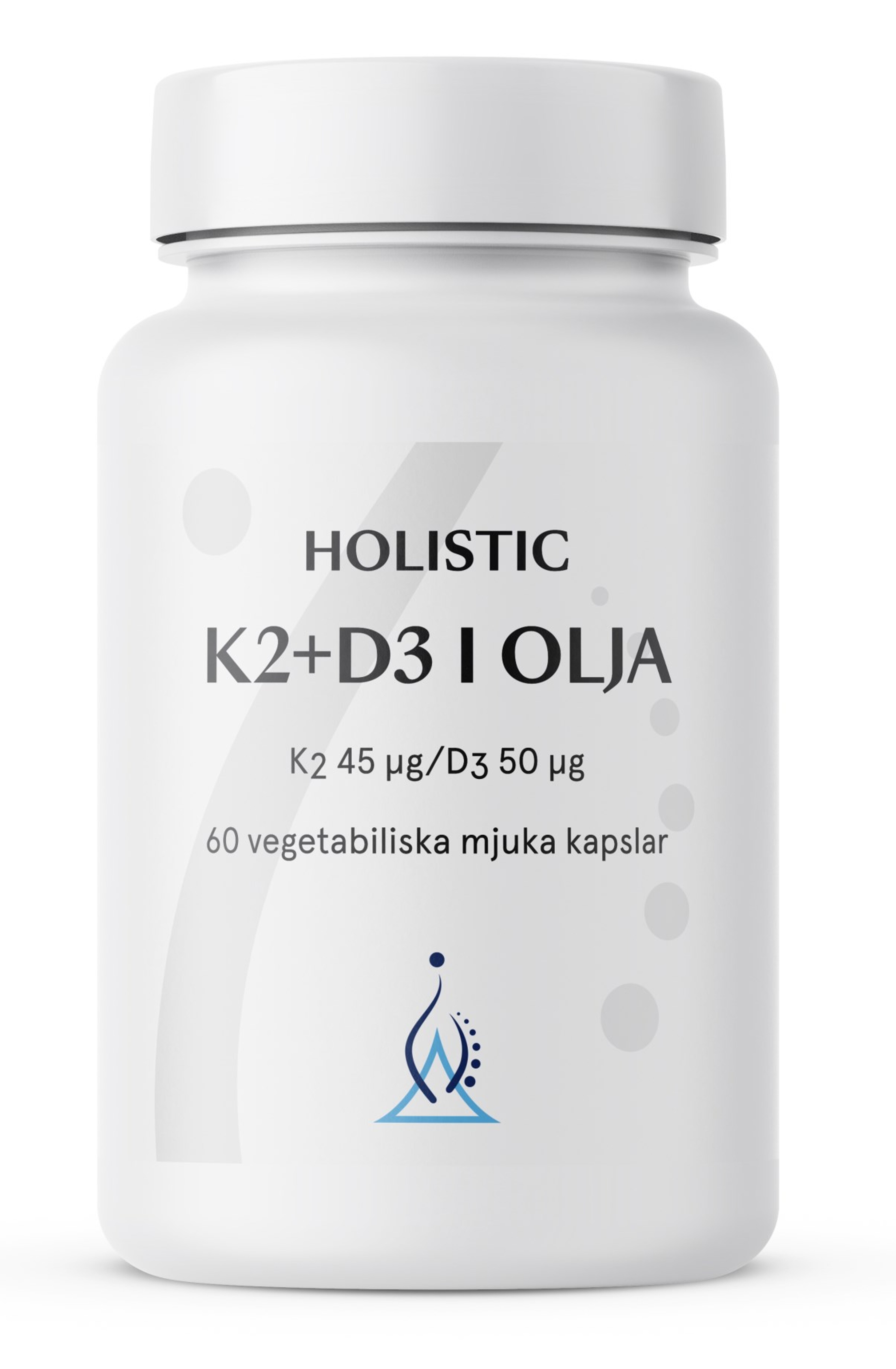 K2+D3-vitamin i olja, 60 kapslar - Holistic