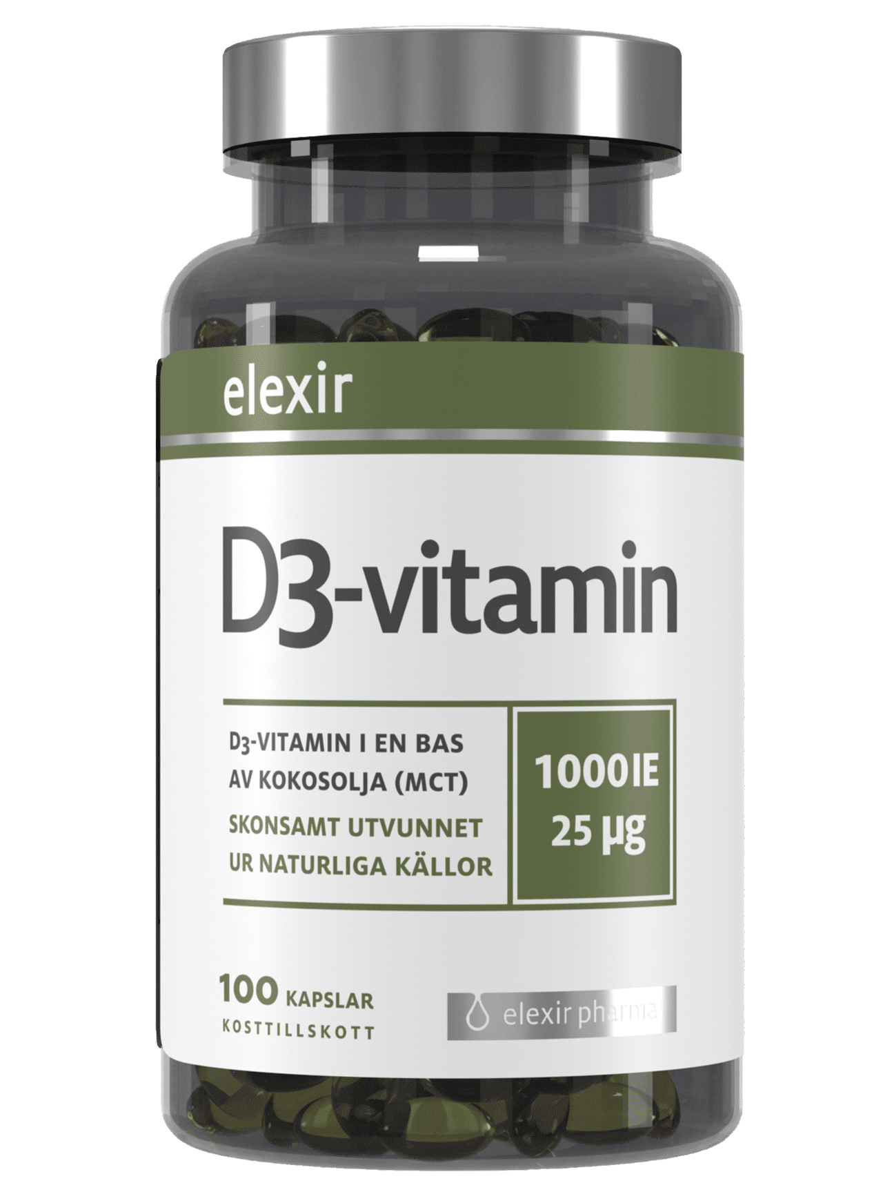 D3-vitamin 1000 IE 25μg 100 kapslar