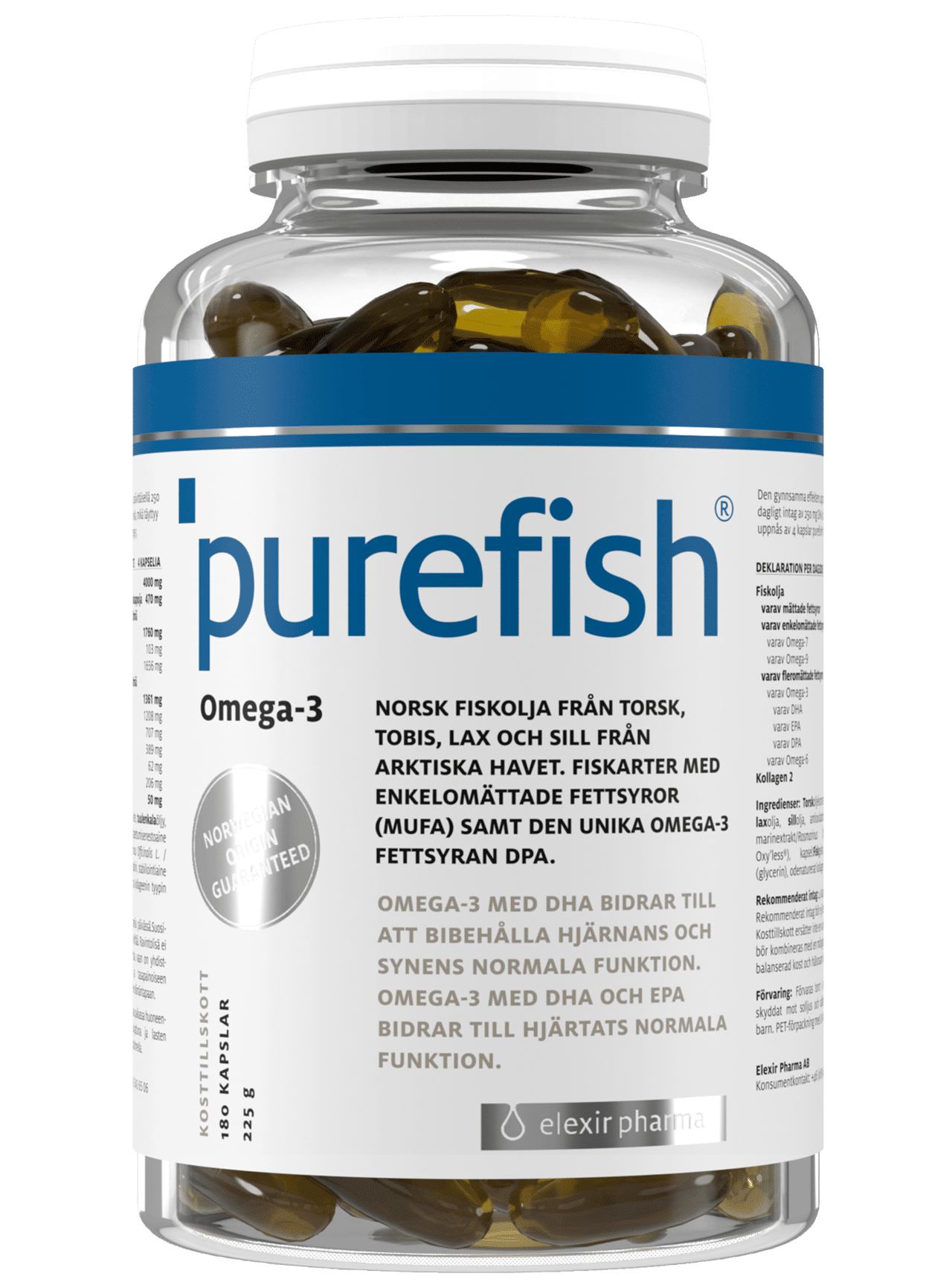 Purefish Kosttillskott med Omega-3 180 kapslar