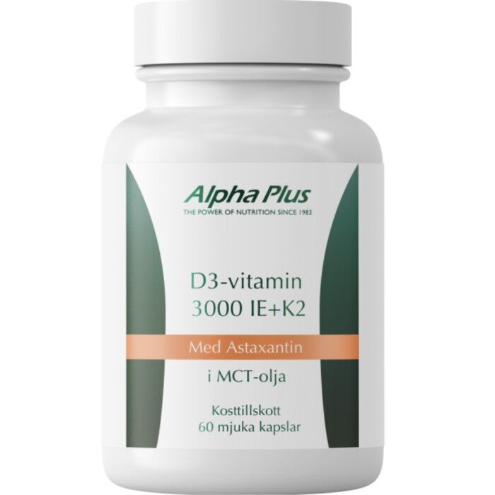 D3 Vitamin 3000IE med K2 & Astaxantin 60 kapslar