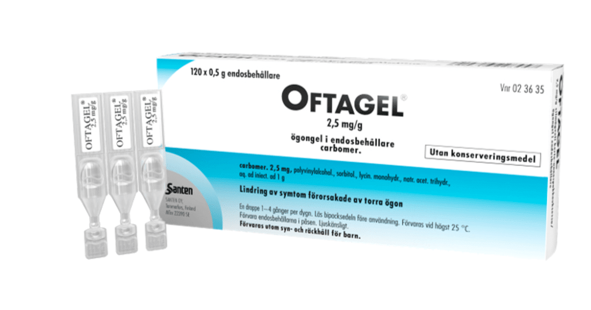 , ögongel i endosbehållare 2,5 mg/g 120 st