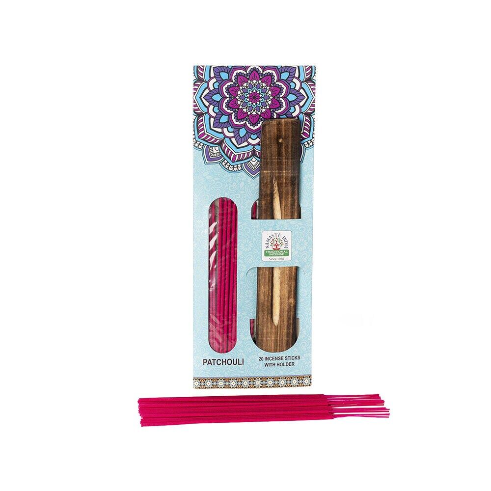 Rökelsepinnar med rökelsehållare Patchuli