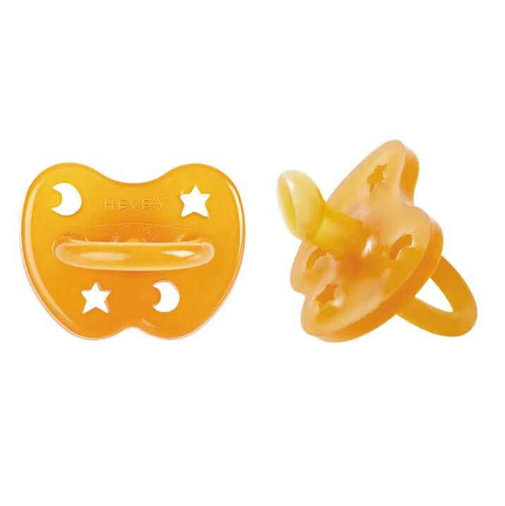 Naturgumminapp - Stjärna & Måne, Anatomisk - 0-3 mån 2-pack - Hevea