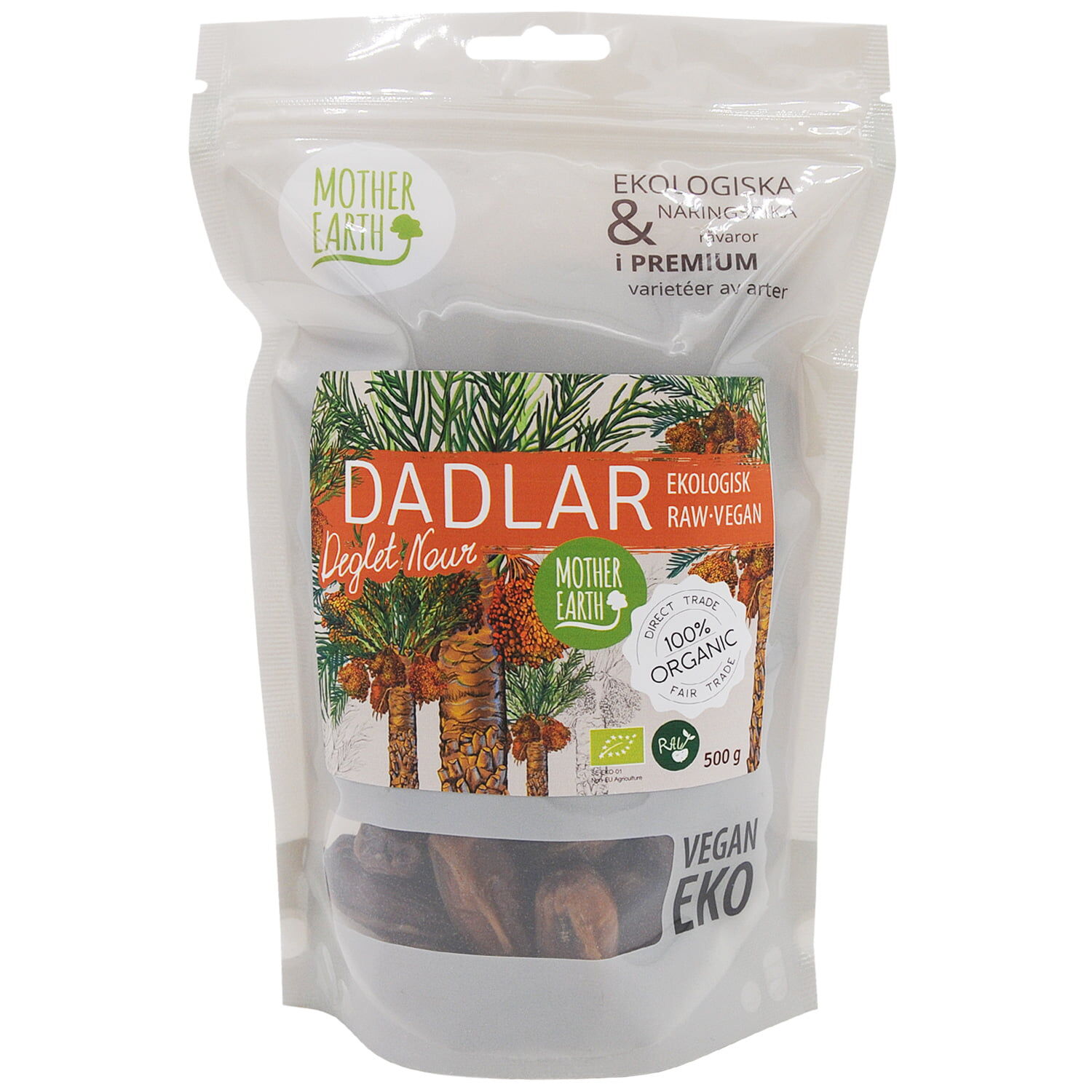 Mother Earth Dadlar Deglet Nour Kärnfria RAW&EKO 500g